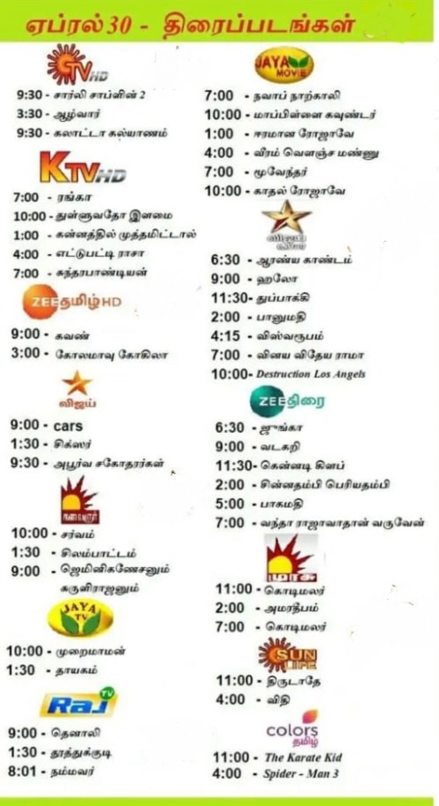 cinemas in TV channelsapr30