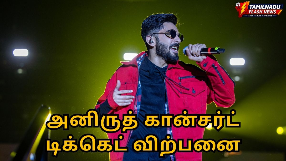 Rockstar Anirudh performing live for a massive crowd in Hyderabad concert.