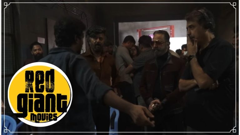 Behind-the-scenes still showing Rajinikanth and Kamal Haasan on the sets of their upcoming film directed by Nelson Dilipkumar.