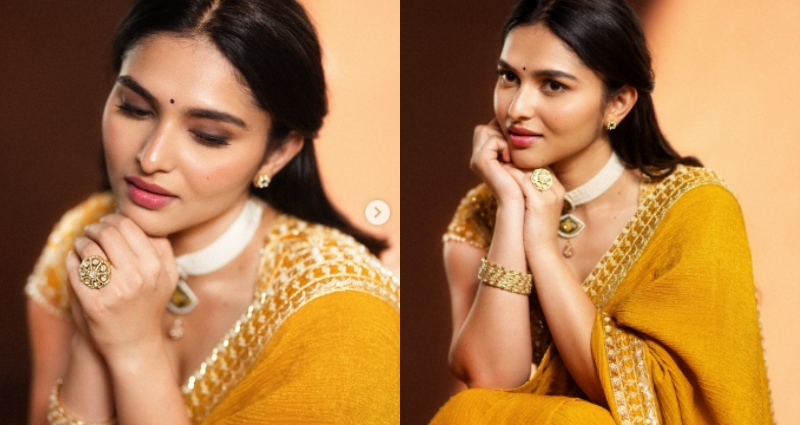 மஞ்சள் காட்டு மைனாவாக ஜொலிக்கும் காயடு லோகர்: வைரலாகும் லேட்டஸ்ட் புகைப்படத் தொகுப்பு 1 South Indian actress Kayadu Lohar in a beautiful yellow ethnic outfit posing for a photoshoot.