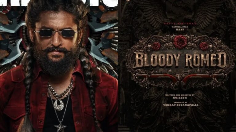 Official title poster of Nani's upcoming movie Bloody Romeo directed by Sujeeth, featuring a stylish gangster theme.