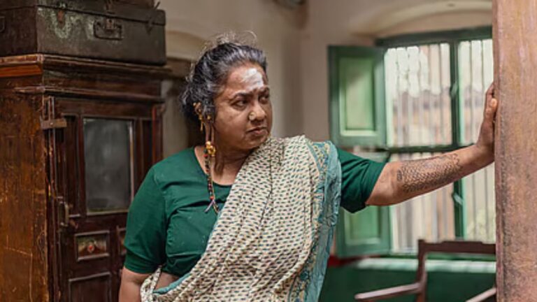 Radikaa Sarathkumar at the Thaai Kizhavi pre-release event in Chennai.