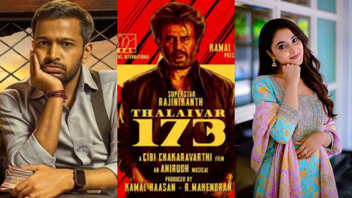 Actor Rajinikanth with a conceptual background representing his 173rd film.