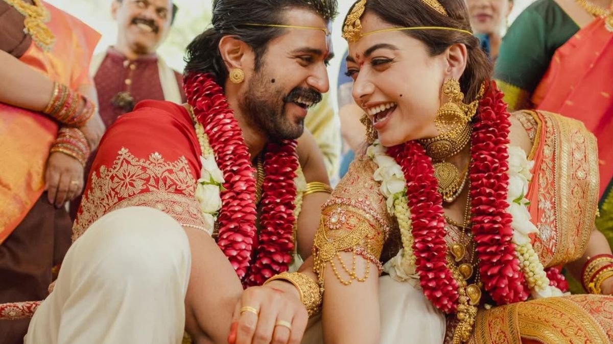 Official wedding photograph of actors Rashmika Mandanna and Vijay Deverakonda shared on their social media pages.