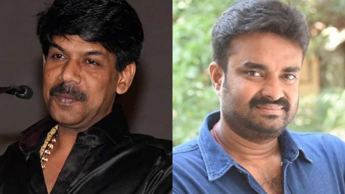 Director Bala and Director Vijay sharing a moment at the Kaadhal Reset Repeat pre-release event.