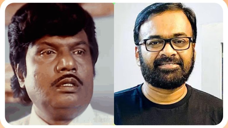 Legendary comedian Goundamani in a vintage film look during an interview.