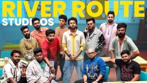 Official brand identity and launch poster of River Route Studios by actor Rio Raj.