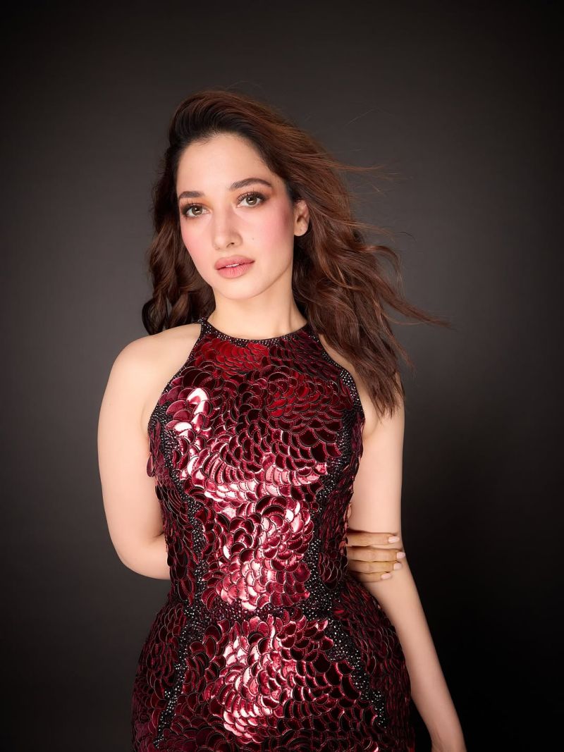 Portrait of Tamannaah Bhatia celebrating 20 years in the film industry.