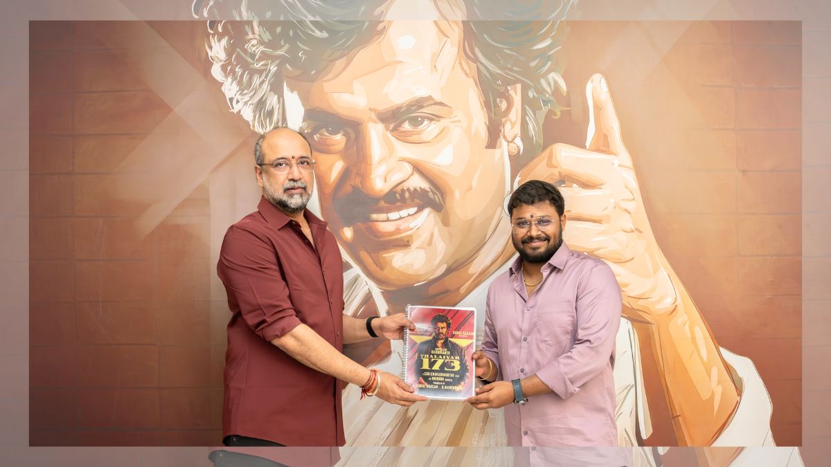 Official social media update of Thalaivar 173 featuring director Cibi Chakravarthi and script team.