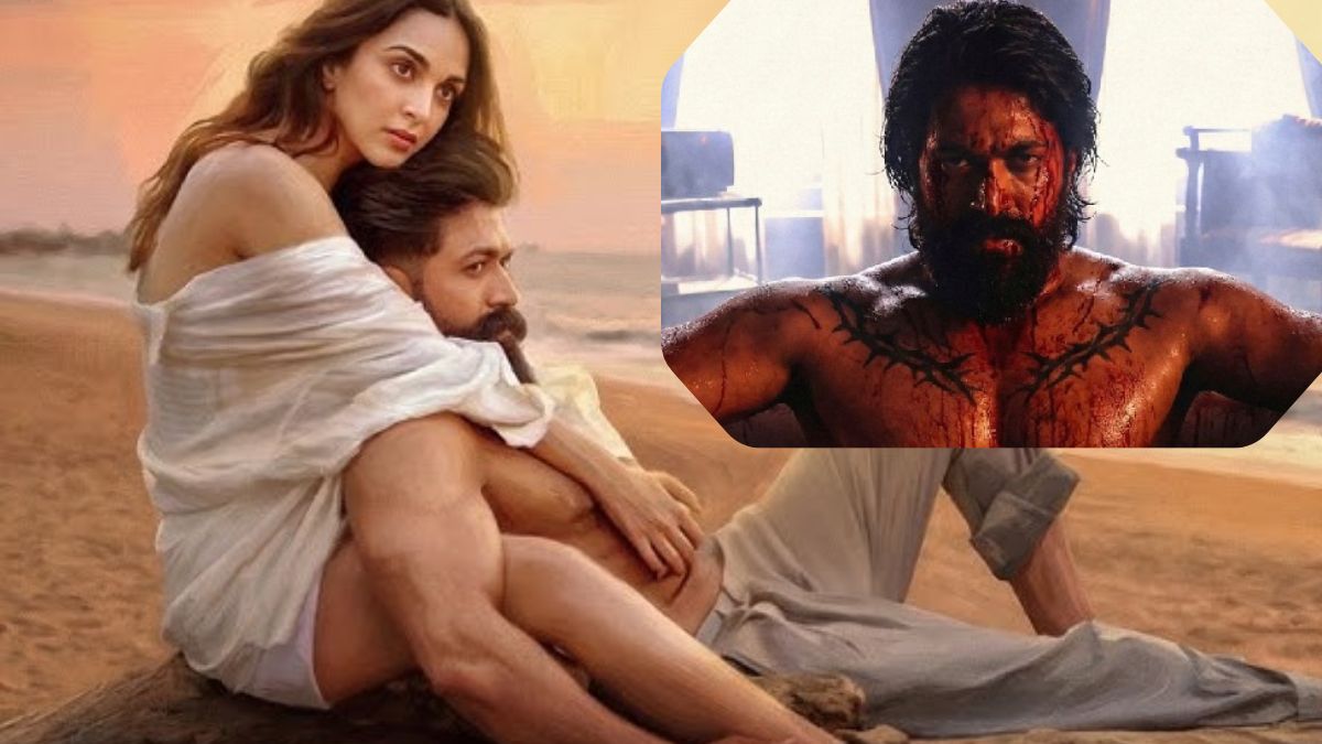 Official poster of the song Tabaahi from the movie Toxic featuring Yash and Kiara Advani.