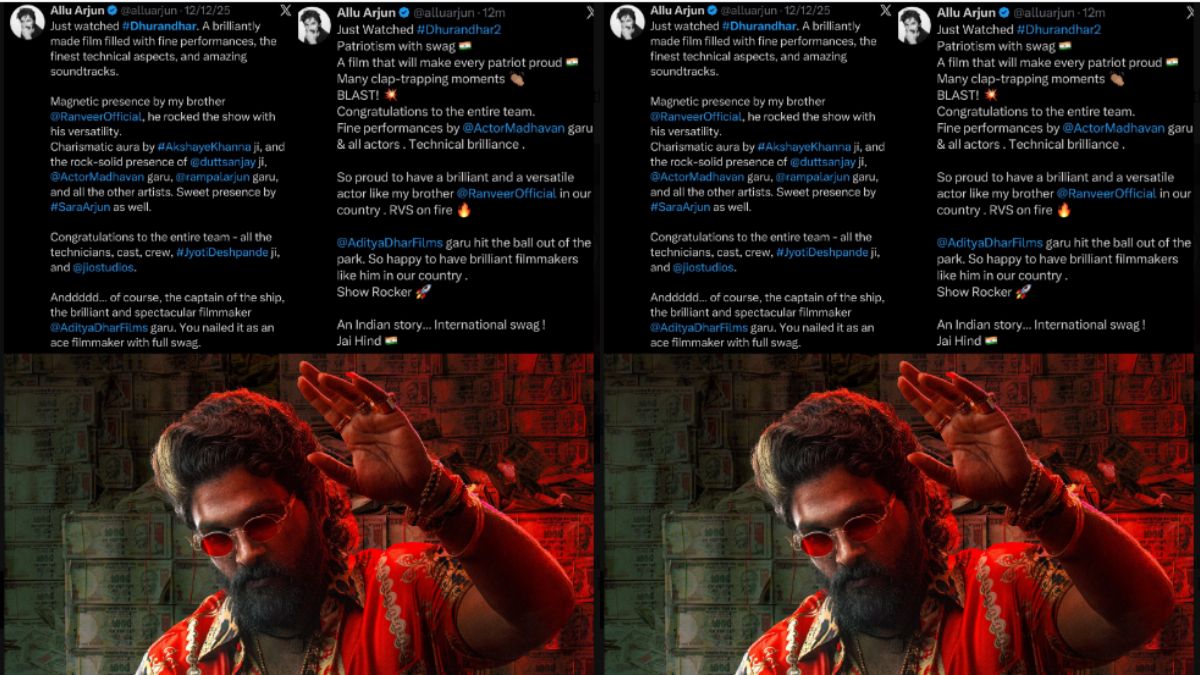 Actor Allu Arjun shared a viral review of Ranveer Singh's Dhurandhar 2 on his X account.