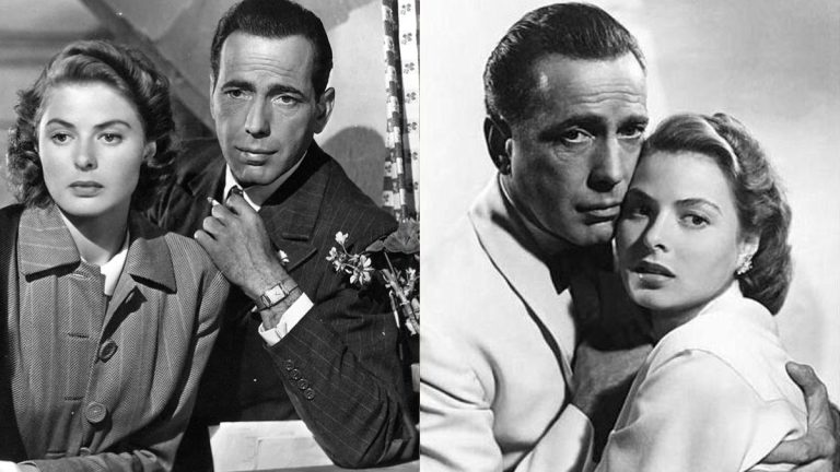 Iconic airport farewell scene of Rick and Ilsa in Casablanca 1942 movie.