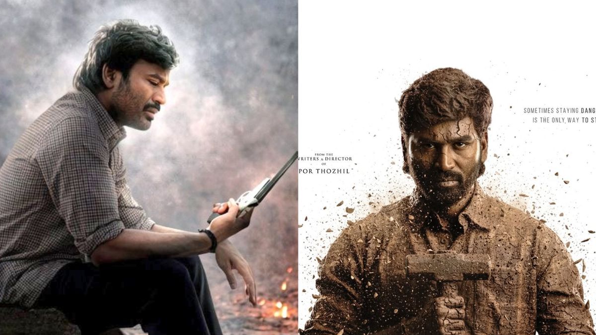 Poster of Kara movie directed by Vignesh Raja starring Dhanush for Faces of Kara reveal.