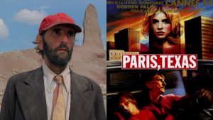 A lonely man walking in the desert from the movie Paris, Texas