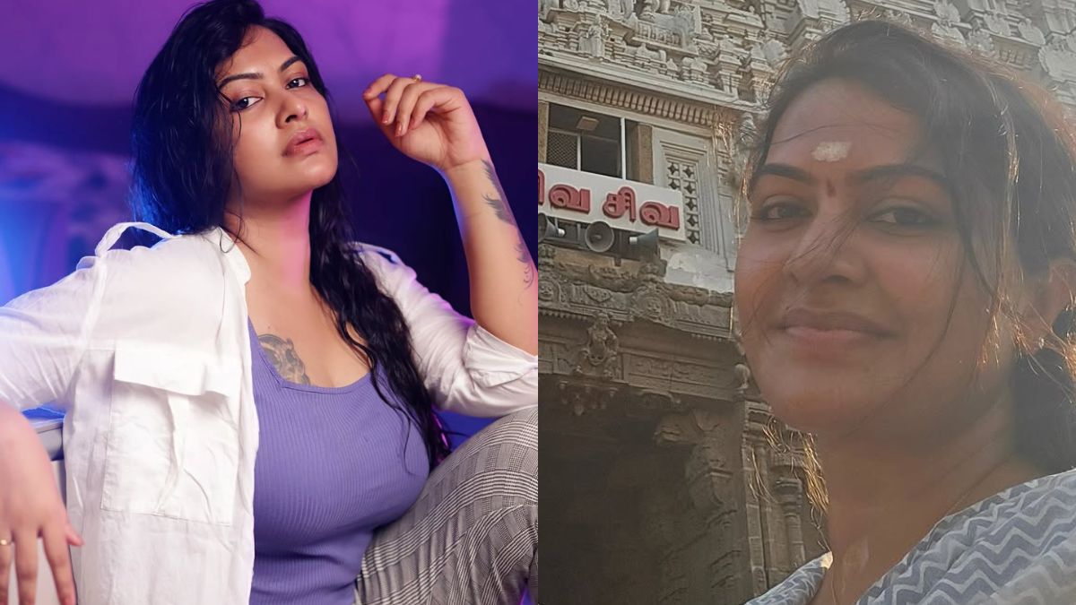 Actress Rachitha Mahalakshmi seeking blessings at Tiruvannamalai Arunachaleswarar Temple.