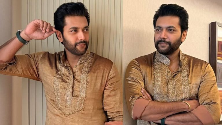 Actor Ravi Mohan delivering a powerful speech in Thanjavur quoting Ponniyin Selvan dialogue.