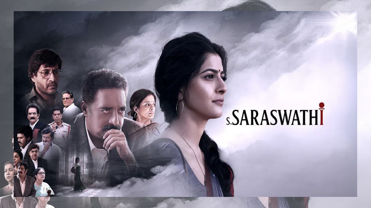 Actress Varalaxmi Sarathkumar in an intense courtroom scene from her directorial debut movie S Saraswathi.