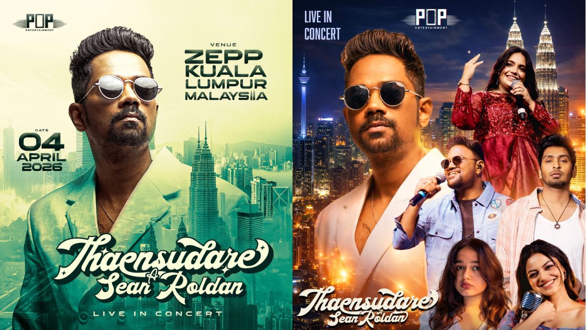 Music composer Sean Roldan and actor Arjun Das in Malaysia for Thaensudare live concert 2026.