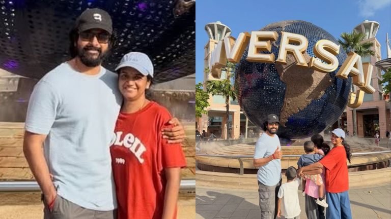 Actor Sivakarthikeyan and wife Aarthy with kids on their Singapore family vacation March 2026.