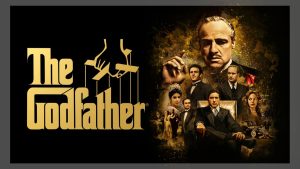 Marlon Brando as Vito Corleone in The Godfather 1972 classic movie 4K re-release poster.