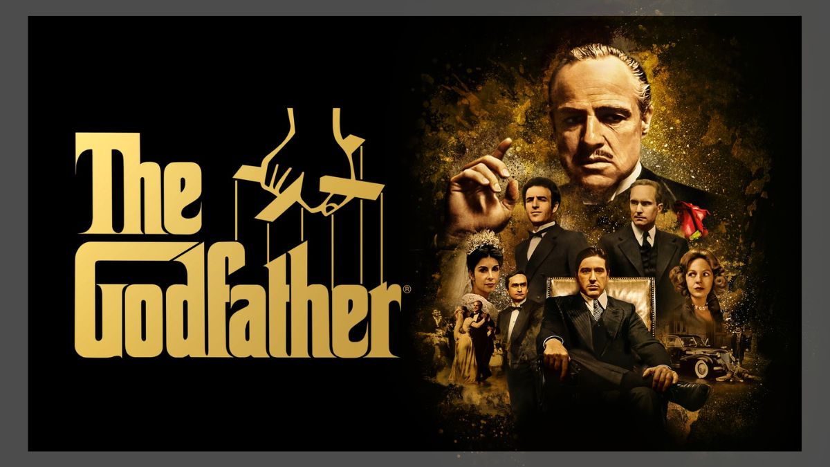 Marlon Brando as Vito Corleone in The Godfather 1972 classic movie 4K re-release poster.