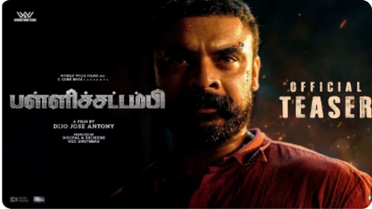 Actor Tovino Thomas in a fierce action pose from the official teaser of Pallichattambi.