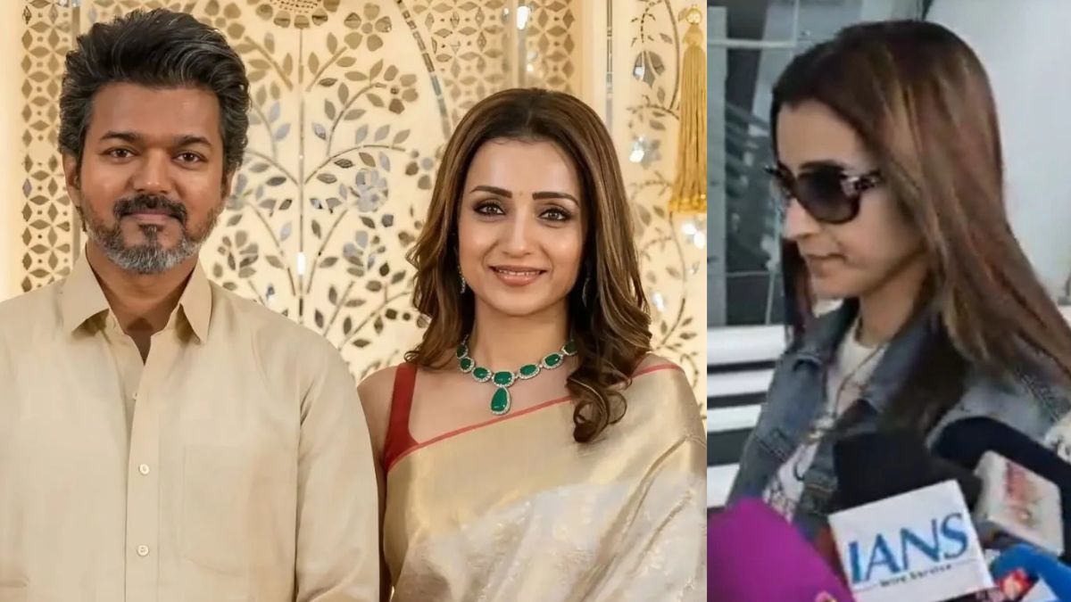 Actress Trisha Krishnan spotted at Chennai airport avoiding questions about Thalapathy Vijay.
