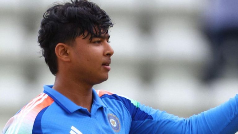 Rajasthan Royals young sensation Vaibhav Sooryavanshi playing a shot during an IPL 2026 practice session.