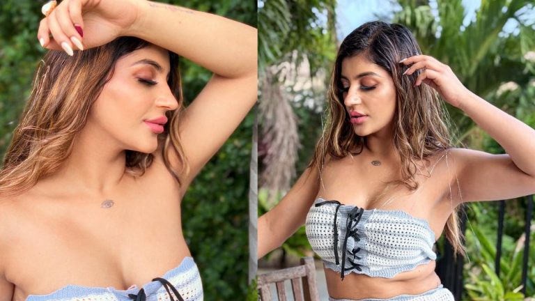 Actor Yashika Aannand posing for her latest Instagram update with a bold caption.