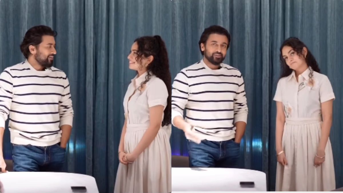 Actor Suriya meeting singer Dhee in Colombo to appreciate her 2nd independent album song Vari Vari.