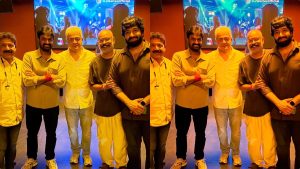 Actor Ajith Kumar celebrating his 26th wedding anniversary with directors AL Vijay, Adhik Ravichandran, and Venkat Prabhu.