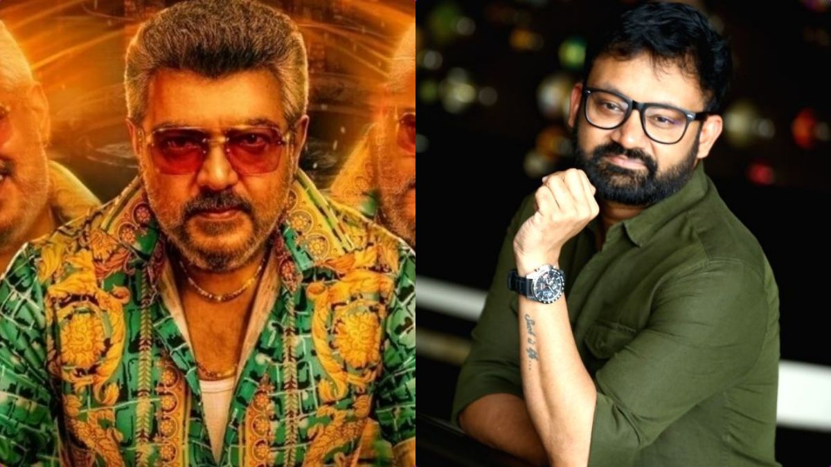 Actor Ajith Kumar with director Manu Anand highlighting the news of 5 lakh rupees donation for his brother's foundation.