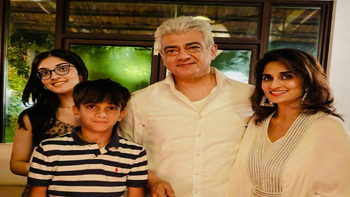 A close-up romantic photo of Ajith Kumar and Shalini Ajith Kumar shared on Instagram for their anniversary.