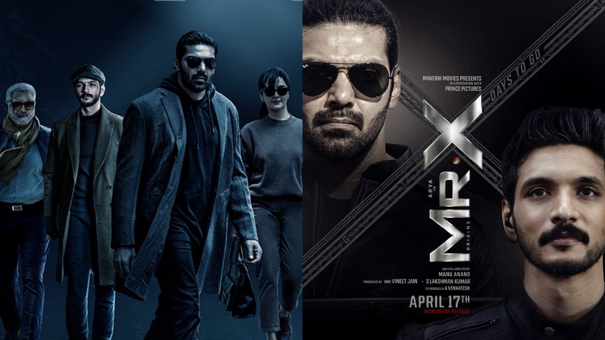 Official poster of Arya and Gautham Karthik's spy thriller Mr X announcing April 17 release.