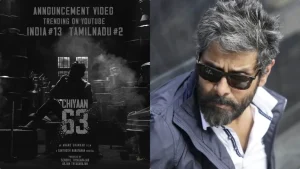 Official announcement poster of Chiyaan 63 alongside director Gautham Vasudev Menon at Madras High Court for Dhruva Natchathiram hearing.