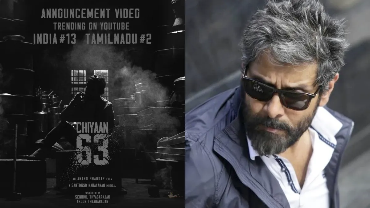 Official announcement poster of Chiyaan 63 alongside director Gautham Vasudev Menon at Madras High Court for Dhruva Natchathiram hearing.