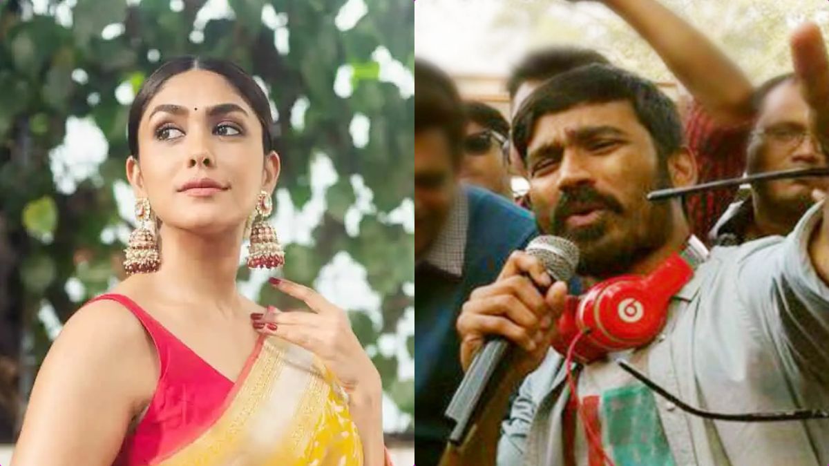 Actor-Director Dhanush and Actress Mrunal Thakur in a professional discussion during a recent photoshoot.