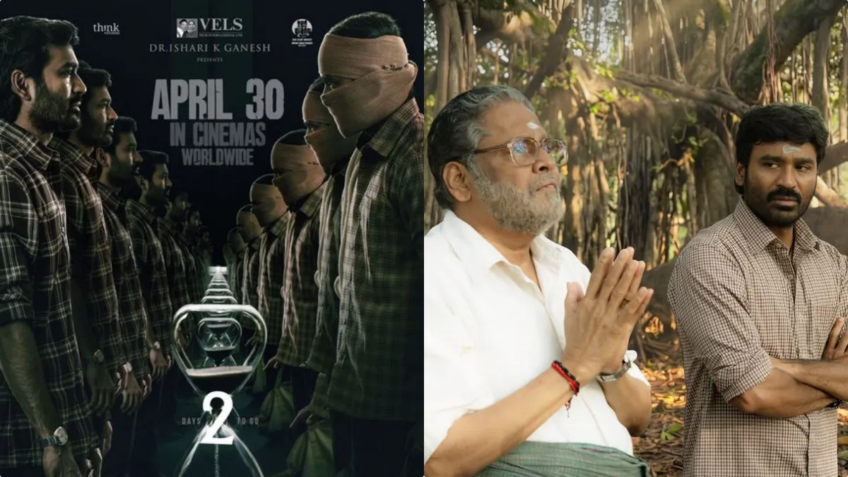 Official 2 days to go countdown poster of the movie Kara starring Dhanush, Mamitha Baiju, and Suraj Venjaramoodu.