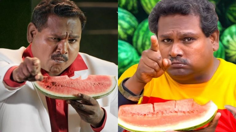 Ma Ka Pa Anand addressing the media regarding Watermelon Star Diwakar's allegations at Avadi police station.