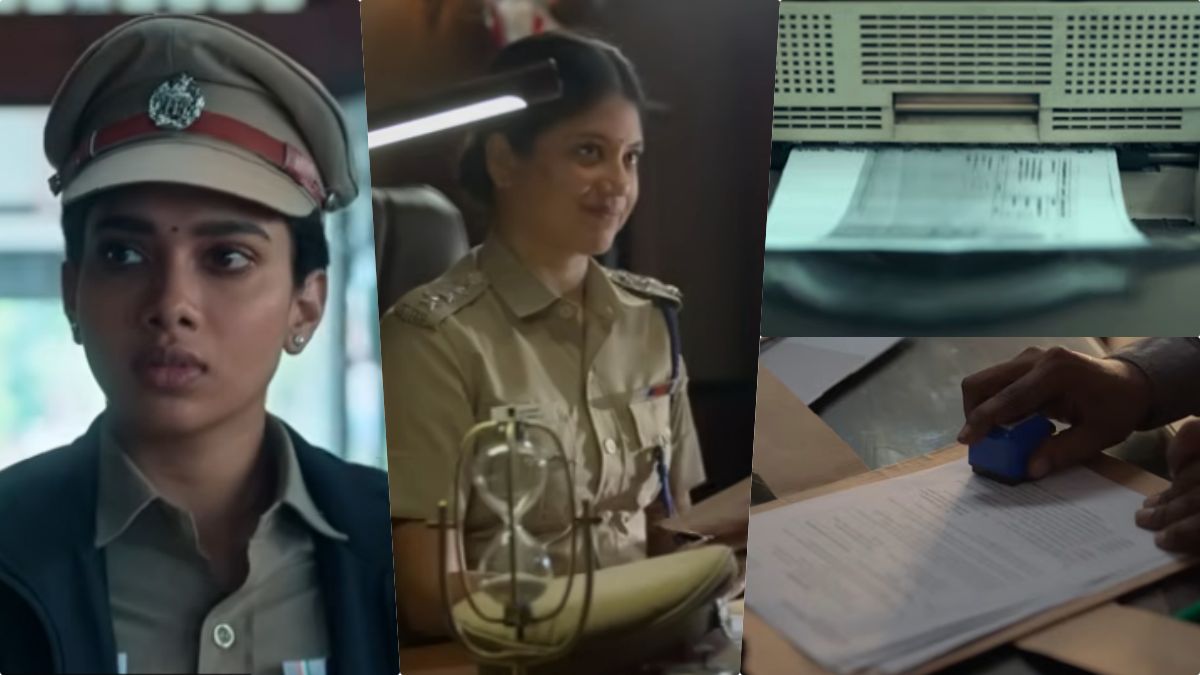 Actresses Dushara Vijayan and Aditi Balan in an intense scene from the investigative thriller movie 'Exam' directed by Sarkunam.