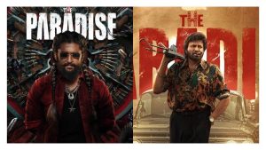 Actress Kayadu Lohar's first look poster as Subbu from the movie The Paradise.