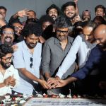 Superstar Rajinikanth and Director Nelson Dilipkumar at the Jailer 2 wrap-up party with actor Vasanth Ravi.