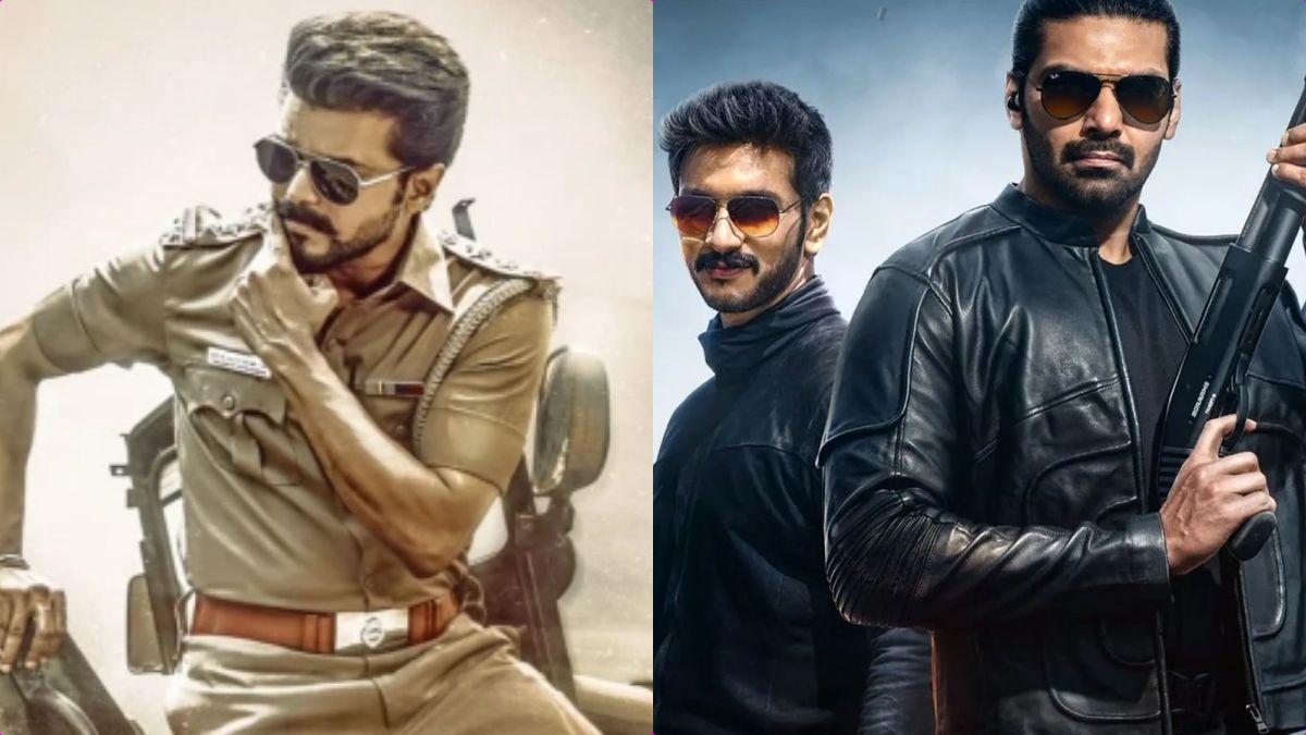 Official posters of Tamil movies JanaNayagan starring Vijay and Mr. X starring Arya.