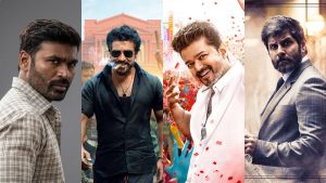 Collage of upcoming Tamil movies Kara, Karuppu, Jananayagan, and Dhruva Natchathiram for Summer 2026.