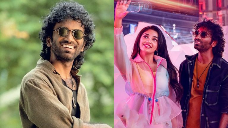 Actor Pradeep Ranganathan and LIK movie team at Vel Tech University Avadi for the pre-release event.