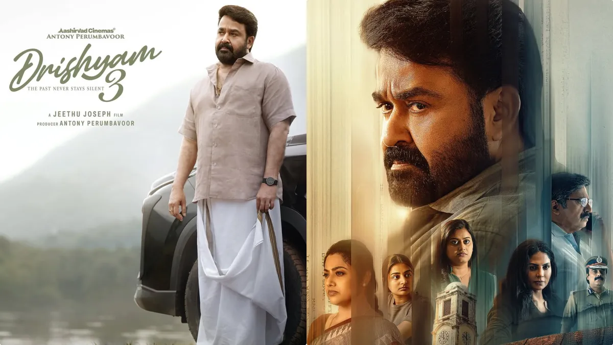 Official release date poster of Drishyam 3 starring Mohanlal, directed by Jeethu Joseph.