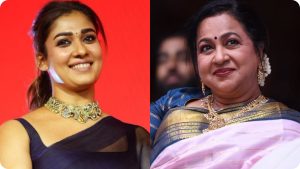 Actress Nayanthara and team Hi celebrating Radikaa Sarathkumar's 50 years in cinema on sets.