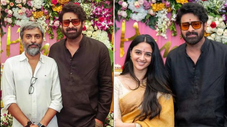 Actor Prabhas on the sets of his upcoming 1940s period drama movie Fauzi.