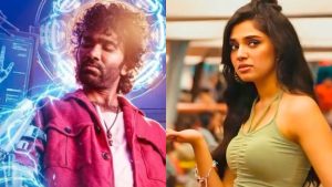 Actor Pradeep Ranganathan and S.J. Suryah in a high-tech corporate setup for the movie Love Insurance Kompany.