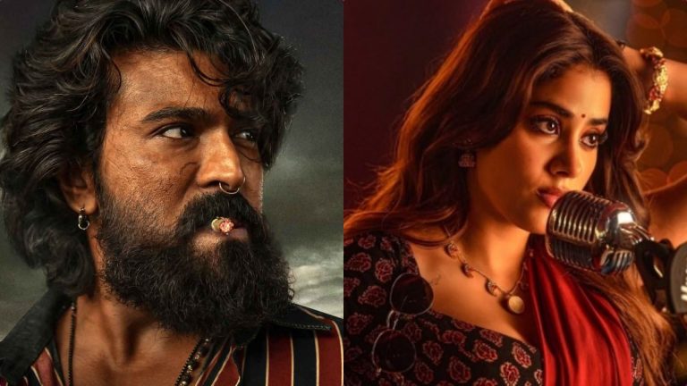 Actor Ram Charan and Janhvi Kapoor in their rustic village characters from the movie Peddi.
